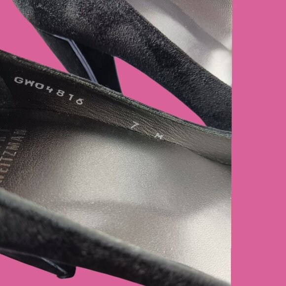 Stuart Weitzman  Suede Cageswoon Heels Round Toe Classic Womens Pumps Black 7.0M - Picture 10 of 16